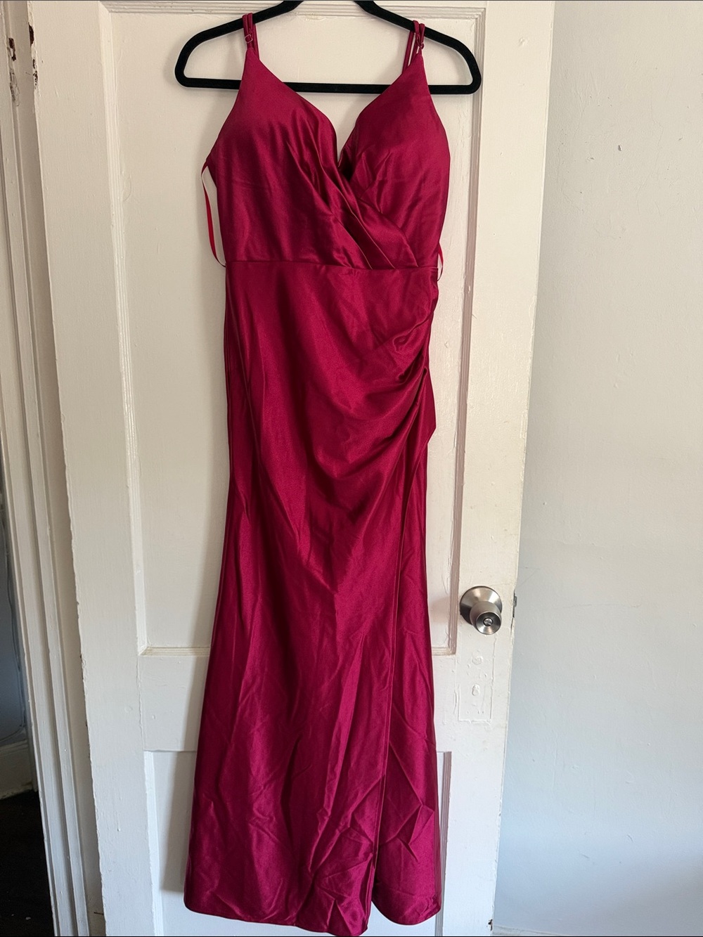 Sleeveless Fuchsia Wrap-Front Maxi Dress